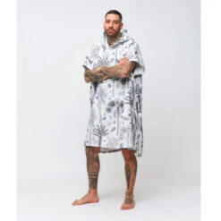 PONCHO AFTER BOTANICAL LIGHT GREY -FANATIC Soldes poncho after botanical light grey 2
