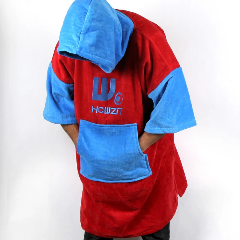 Poncho Howzit Bleu/rouge 7 Poncho Howzit Bleu/rouge – Image 5